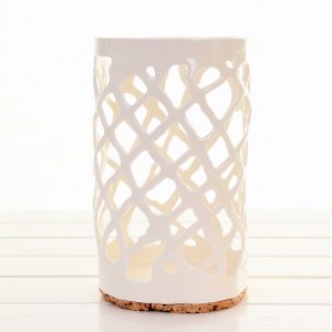 Earthenware large ceramic candle holder with cork base