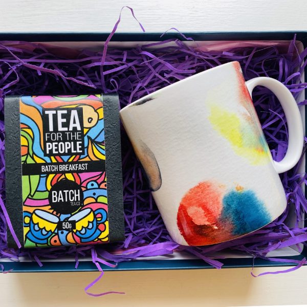 Colourful mug and artisan tea gift set