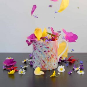 KS Pink Orbit mug with flowers