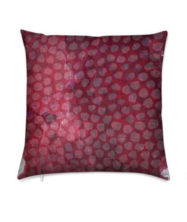 Kirsteen Stewart Rowan cushion shades of red, including pad, size 43cm by 43c